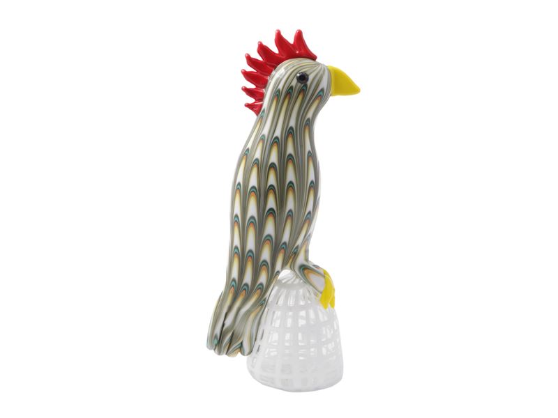Figura di Pappagallo in Vetro a Decoro Fenicio