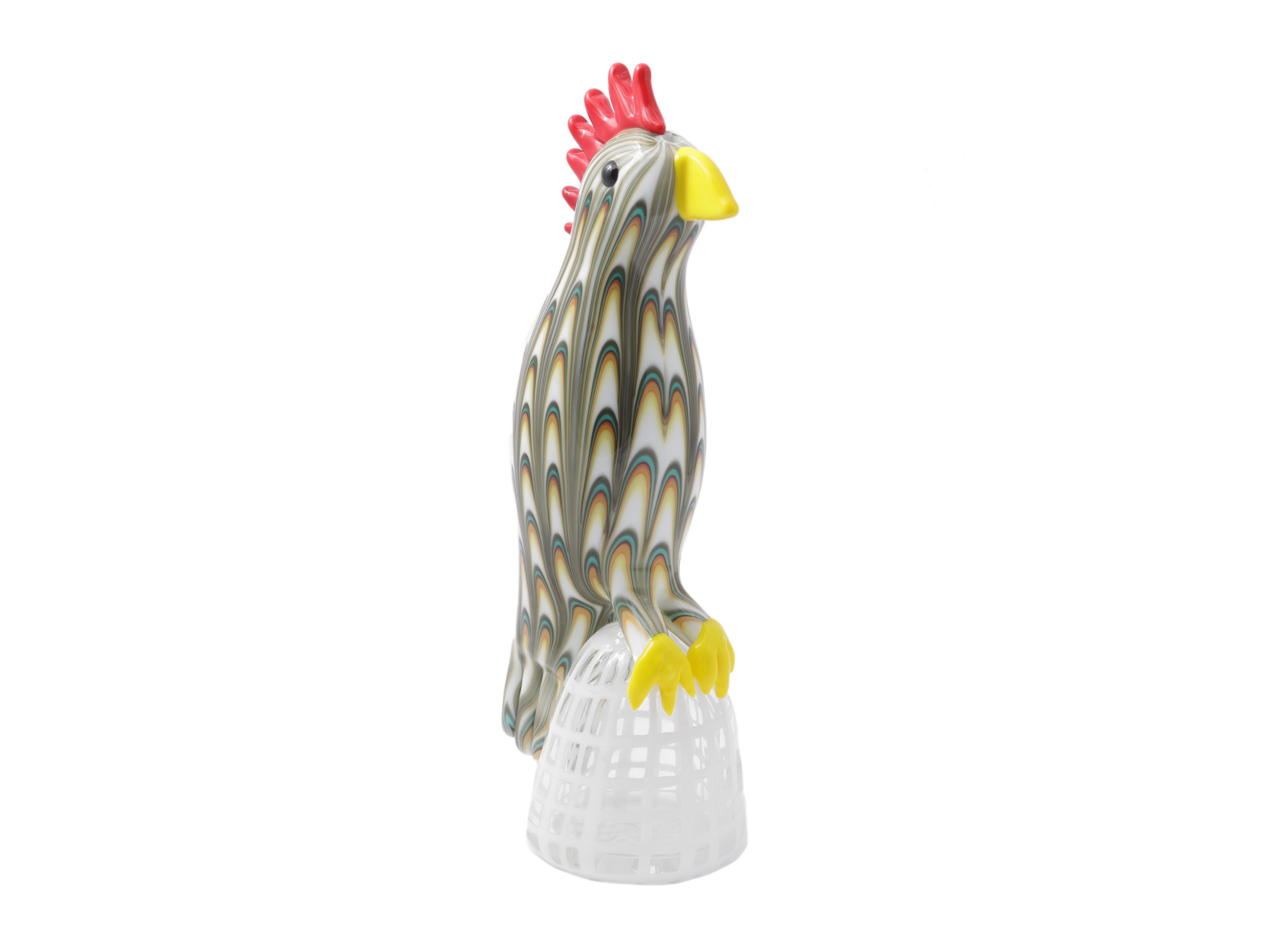 Figura di Pappagallo in Vetro a Decoro Fenicio