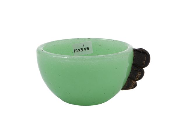 Cup in green glass Napoleon Martinuzzi for Venini (attributed)  (Murano, second half of the twentieth century)  - Auction A Dwelling in Prato - Maison Bibelot - Casa d'Aste Firenze - Milano