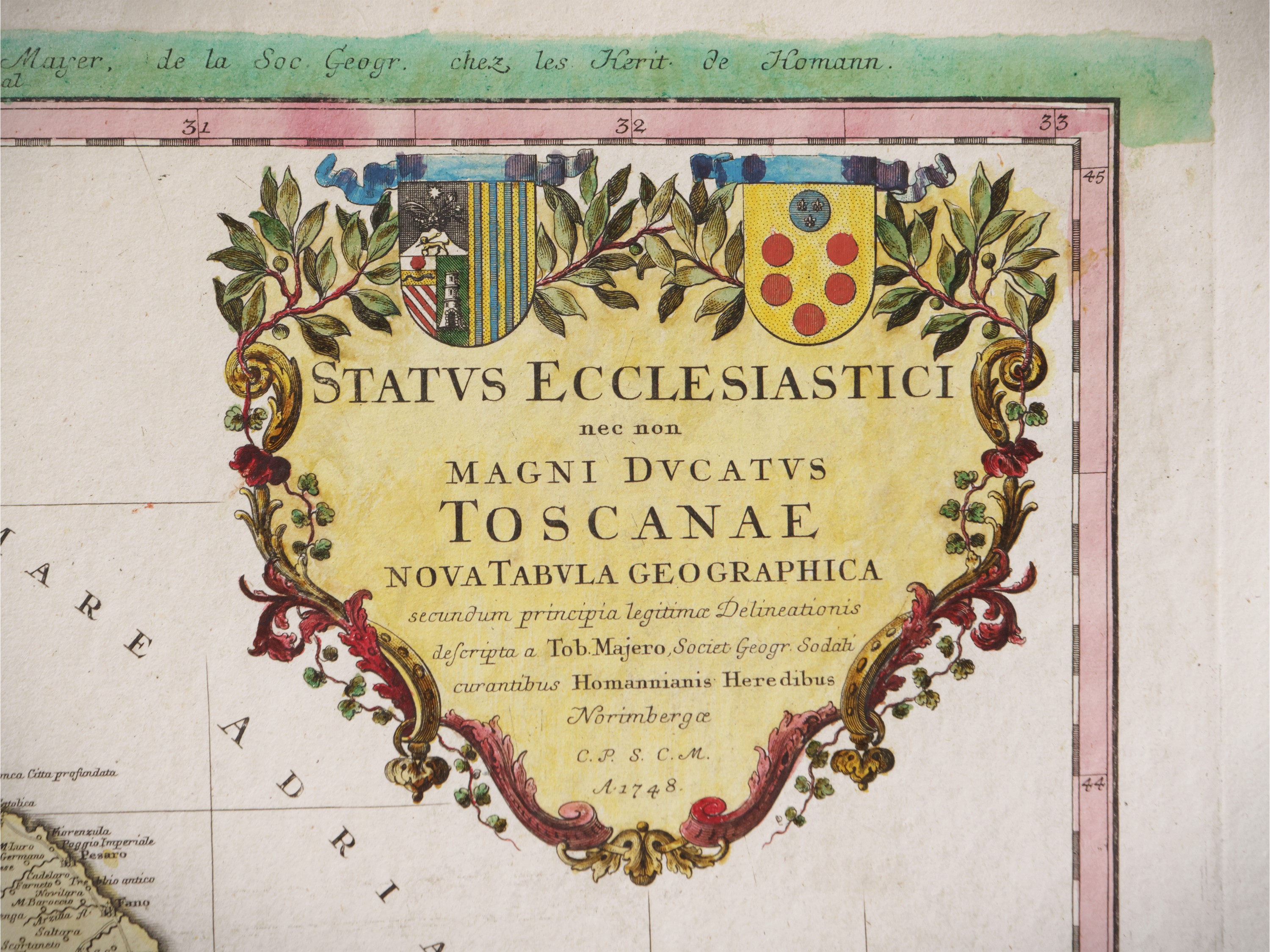 Eredi Homann - Status Ecclesiastici nec non Magni Ducatus Toscanae - Incisione su rame a colori, ...