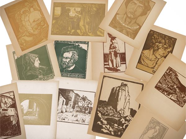 Lot of woodcut prints: various authors