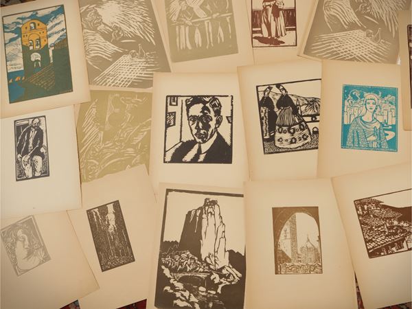 Lot of woodcut prints: various authors