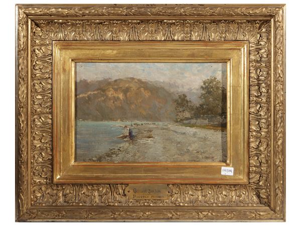 Giuseppe Sartori : Lavandaia al fiume  - Asta Arte Moderna e Contemporanea - Maison Bibelot - Casa d'Aste Firenze - Milano