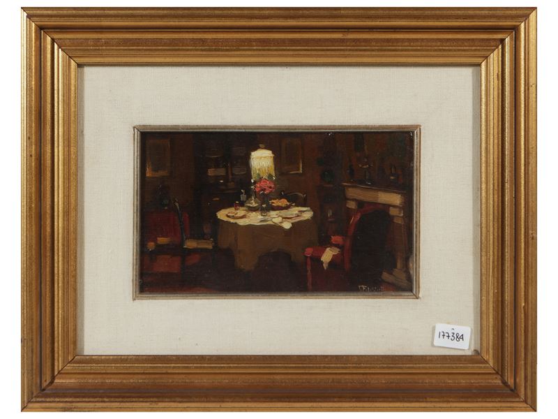 Cafiero Filippelli - Interno, olio su tavoletta