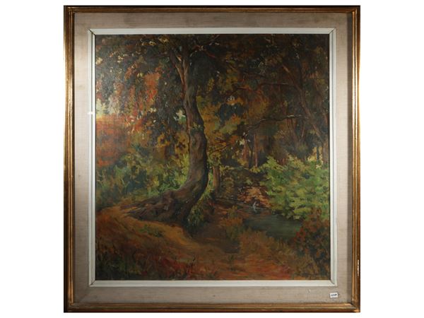 Giovan Battista Lepori : Forest landscape  - Auction Light of Tuscany. Masters of the Twentieth Century - Maison Bibelot - Casa d'Aste Firenze - Milano