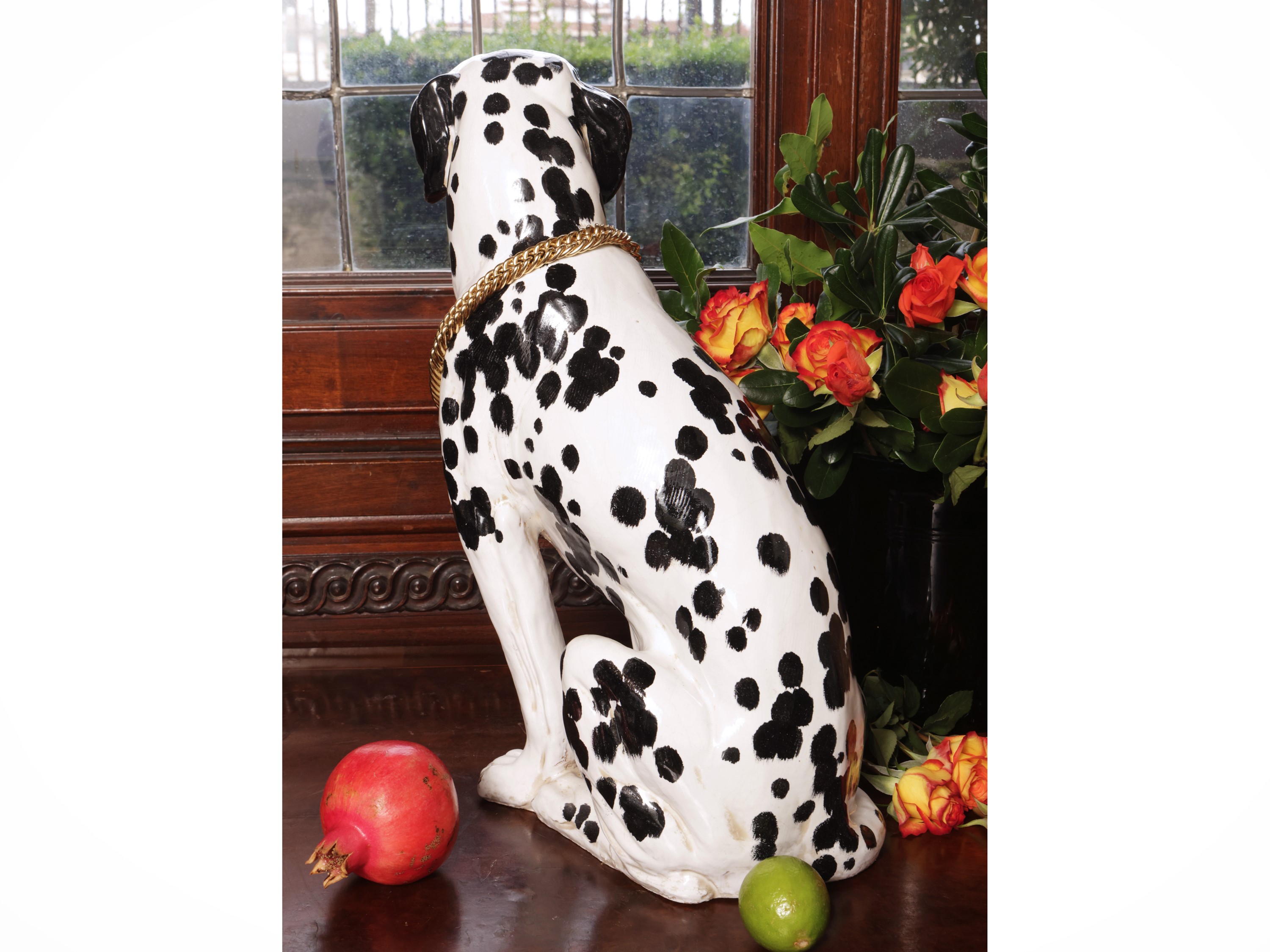Cane dalmata, terracotta smaltata, h 49 cm