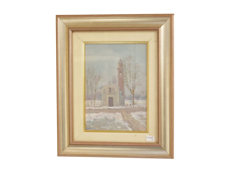 Federico Boriani - Chiesetta di S. Ippolito con la Neve - Fiori - Riflessi sulla Roggia