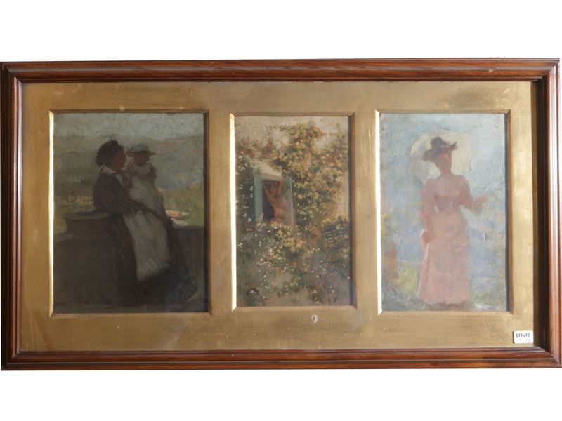 La bambinaia - Finestra tra i fiori - Fanciulla in rosa con ombrellino