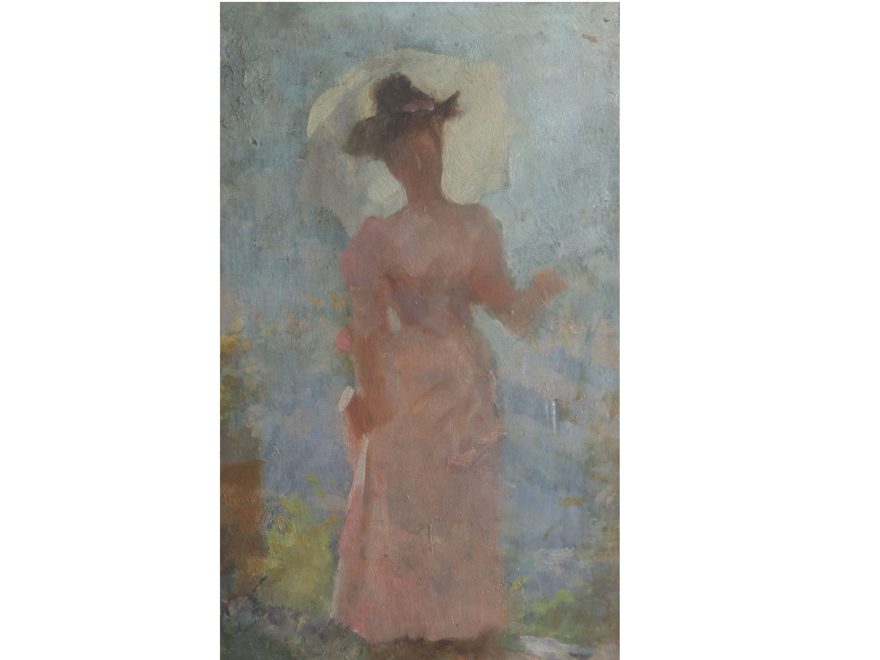 La bambinaia - Finestra tra i fiori - Fanciulla in rosa con ombrellino