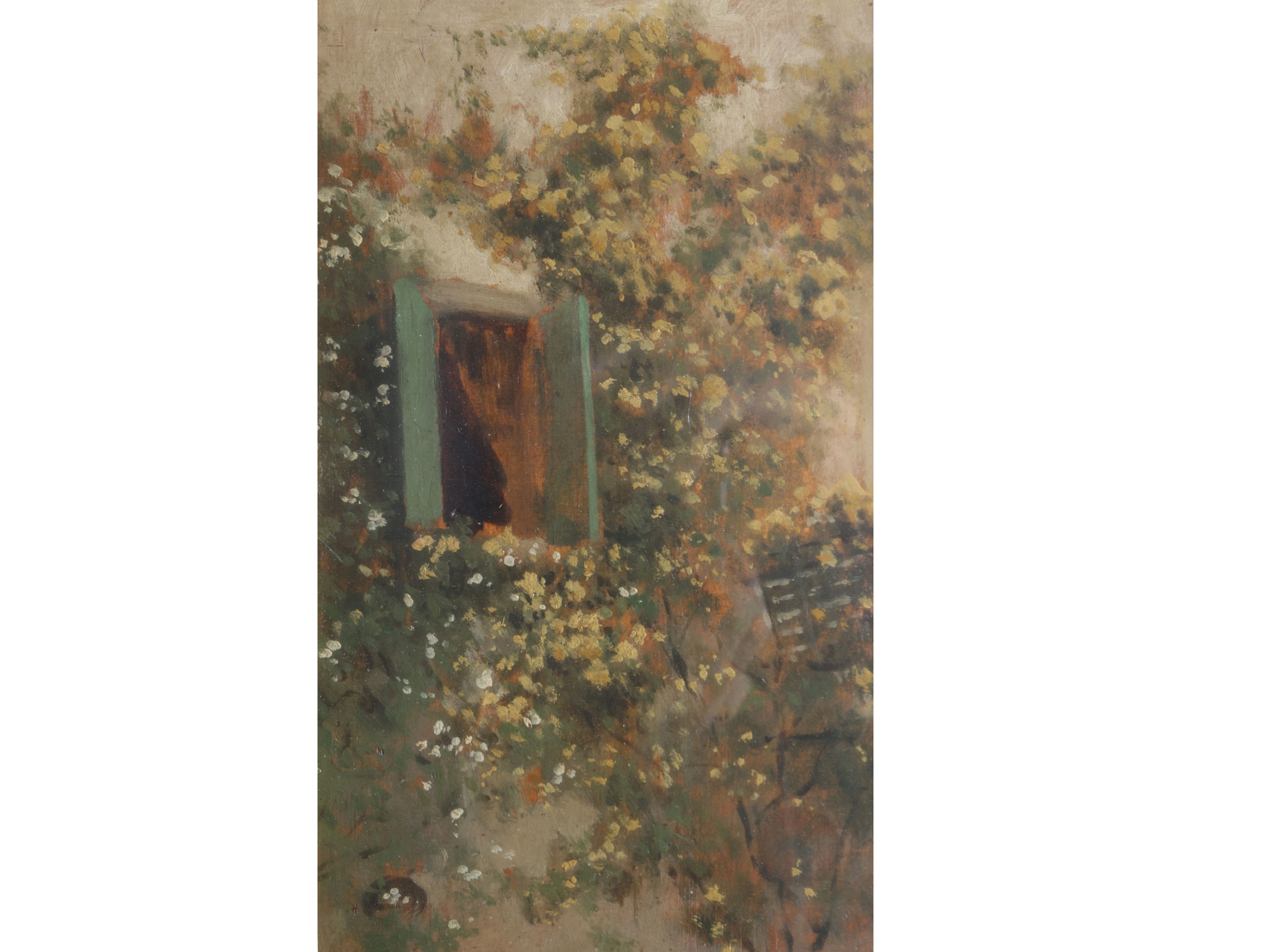 La bambinaia - Finestra tra i fiori - Fanciulla in rosa con ombrellino