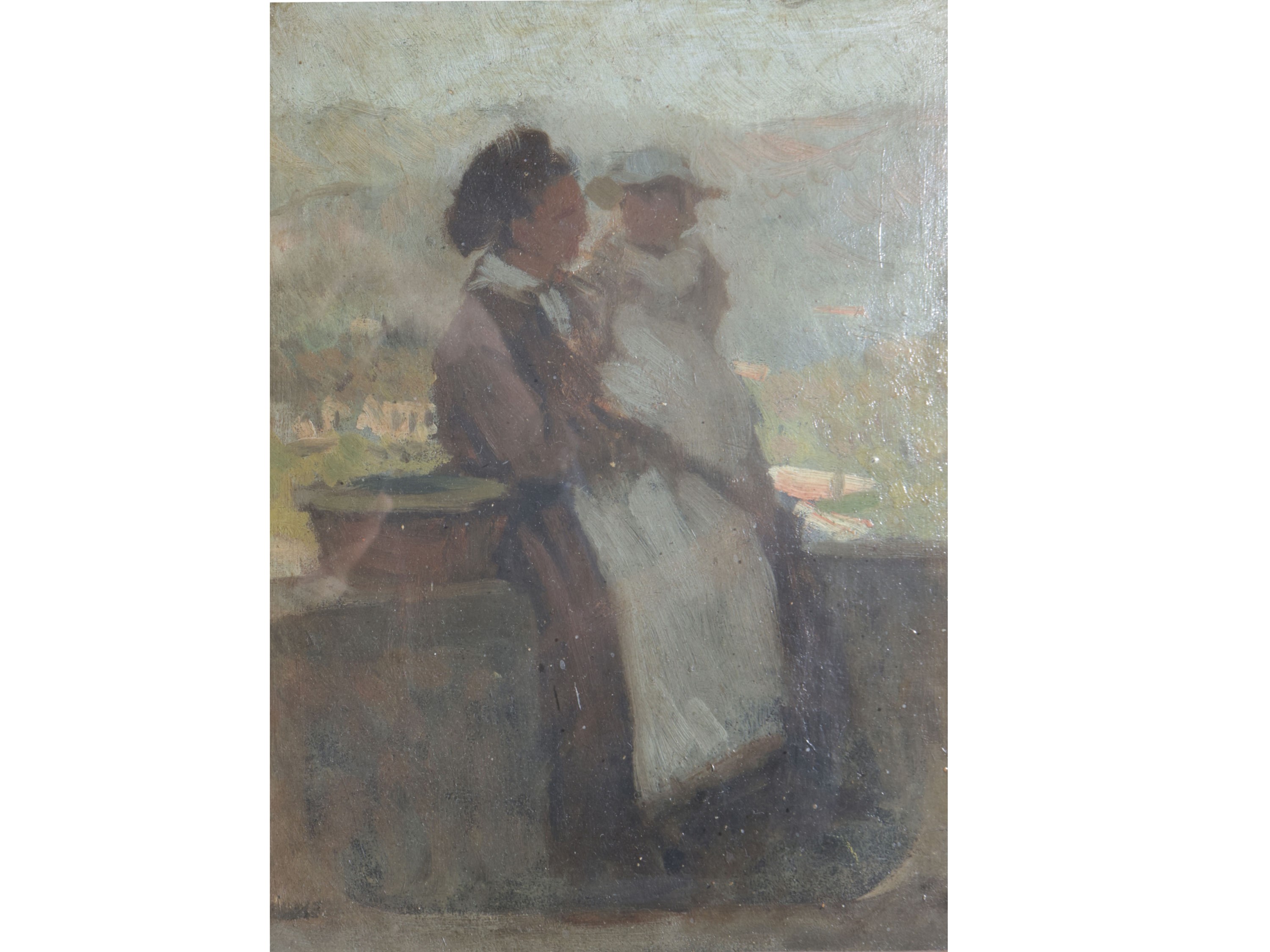 La bambinaia - Finestra tra i fiori - Fanciulla in rosa con ombrellino