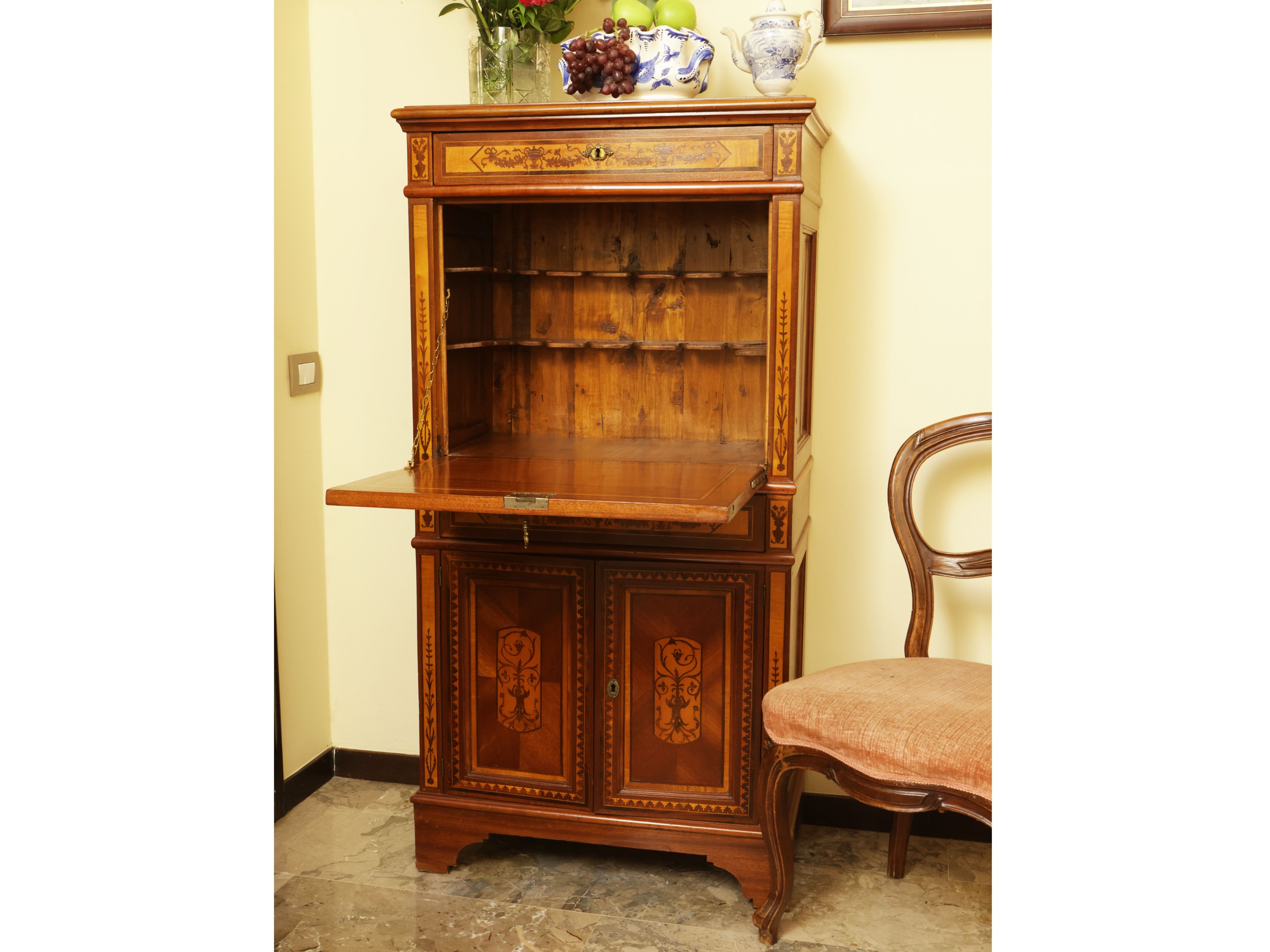 Secretaire da Fumatore Impiallacciato in Satinwood