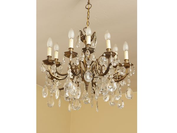 Lampadario in metallo dorato e vetro  - Asta Un villino a Crema: una raccolta di pittura dell'Ottocento - Maison Bibelot - Casa d'Aste Firenze - Milano