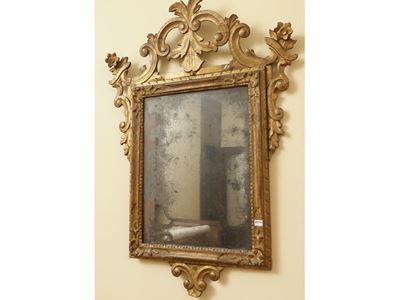 Specchiera in Legno Intagliato e Dorato