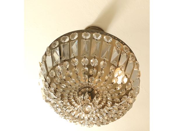 Piccolo lampadario a paniere in metallo dorato  - Asta Un villino a Crema: una raccolta di pittura dell'Ottocento - Maison Bibelot - Casa d'Aste Firenze - Milano