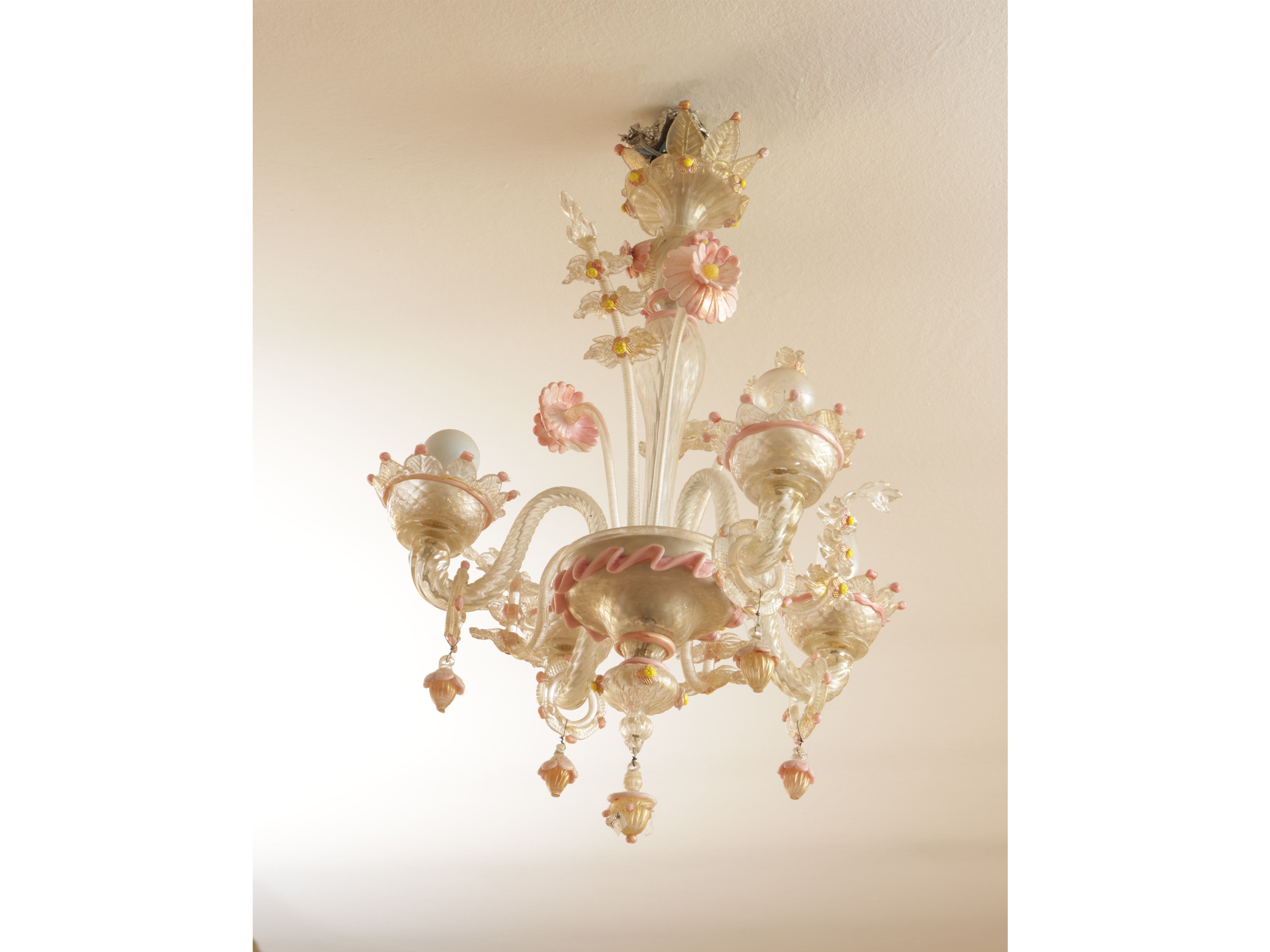 Piccolo Lampadario in Vetro Soffiato di Murano