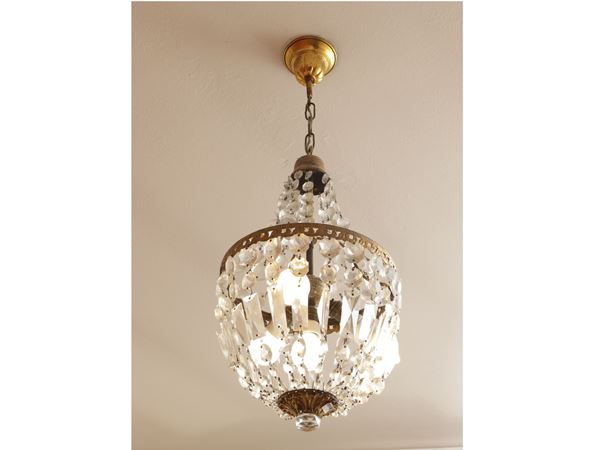 Small golden tole chandelier  - Auction A country house near Crema: a collection of 19th century paintings - Maison Bibelot - Casa d'Aste Firenze - Milano