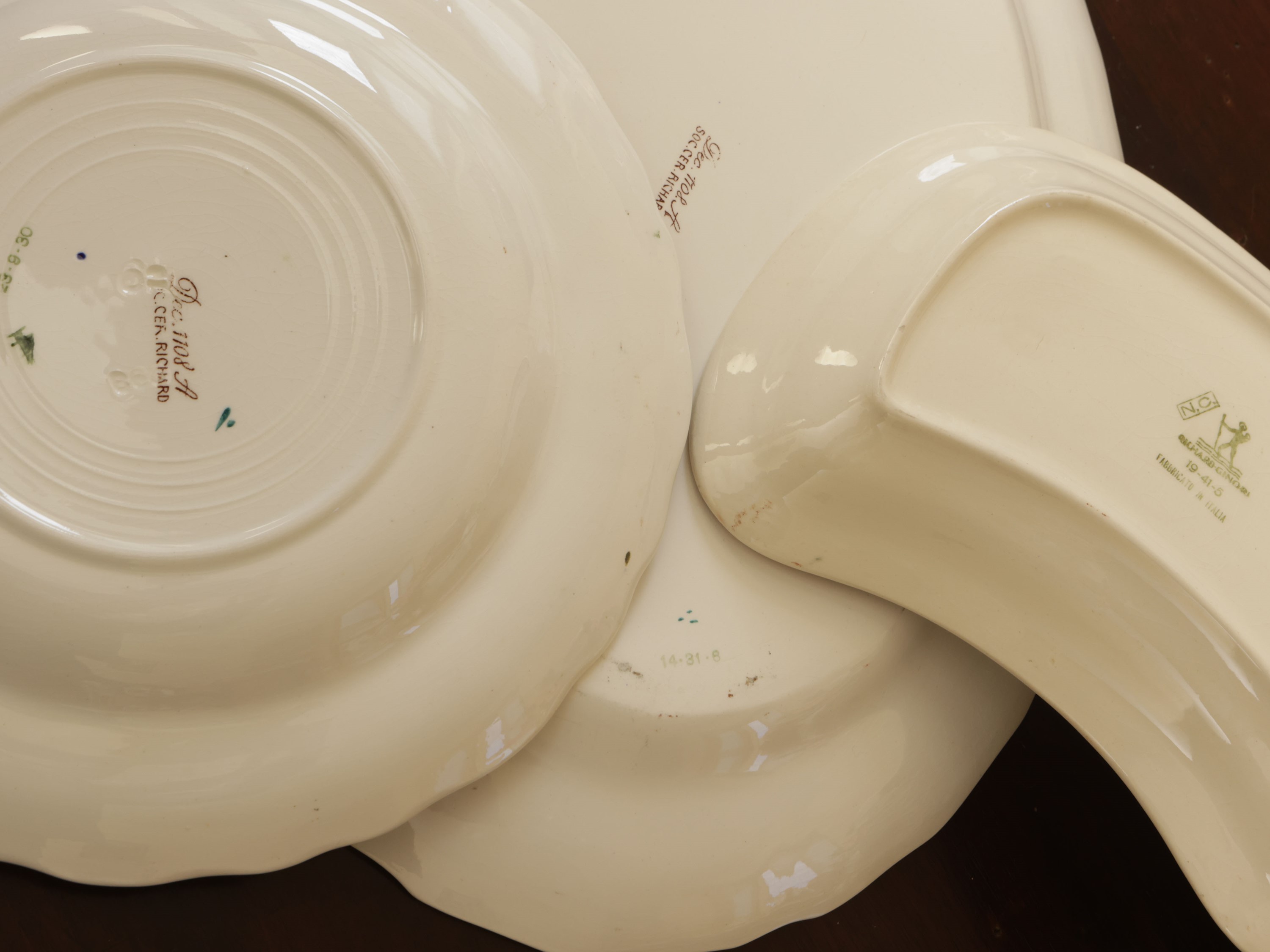 Servizio di Piatti in Terraglia, Società Ceramica Richard