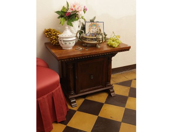 Low walnut table from the center