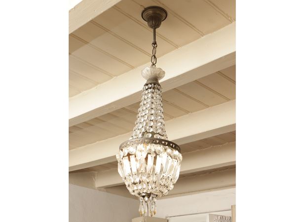 Piccolo lampadario a paniere  - Asta Un villino a Crema: una raccolta di pittura dell'Ottocento - Maison Bibelot - Casa d'Aste Firenze - Milano