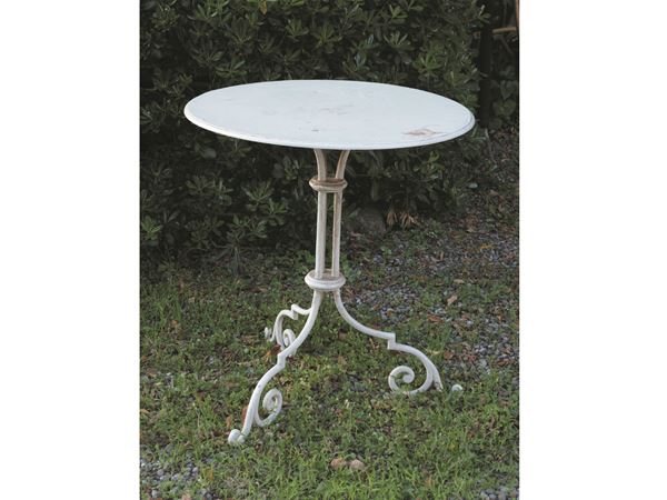 Tavolino da giardino in ferro battuto