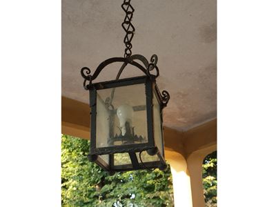 Coppia di Grandi Lanterne da Giardino in Ferro Battuto