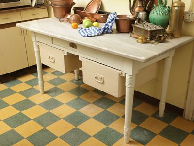 Tavolo Rustico da Cucina in Legno Laccato Bianco