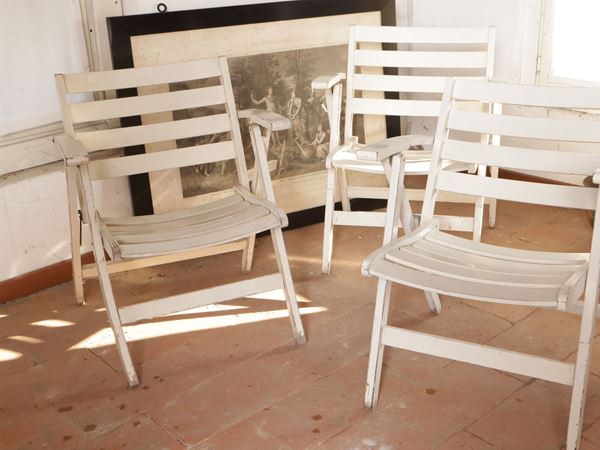Tre poltroncine pieghevoli da giardino