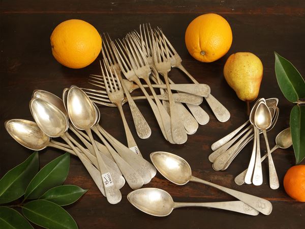 Silver cutlery service  (Florence, half of the 19th century)  - Auction A country house near Crema: a collection of 19th century paintings - Maison Bibelot - Casa d'Aste Firenze - Milano