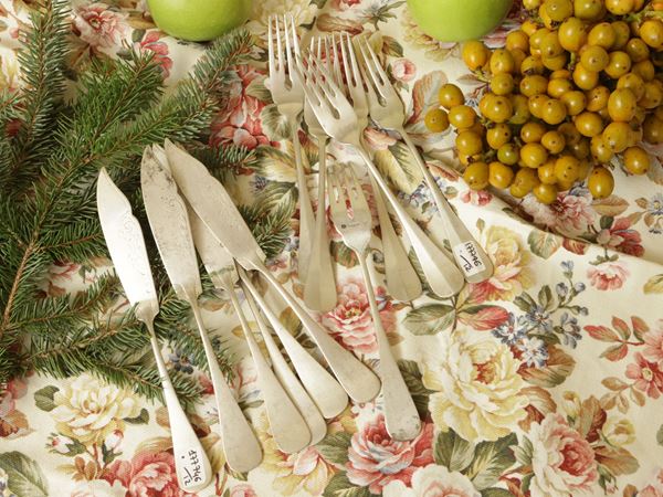 Silver cutlery set in silver  (19th century)  - Auction A country house near Crema: a collection of 19th century paintings - Maison Bibelot - Casa d'Aste Firenze - Milano