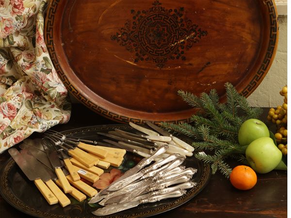 Miscellanea of silver metal cutlery