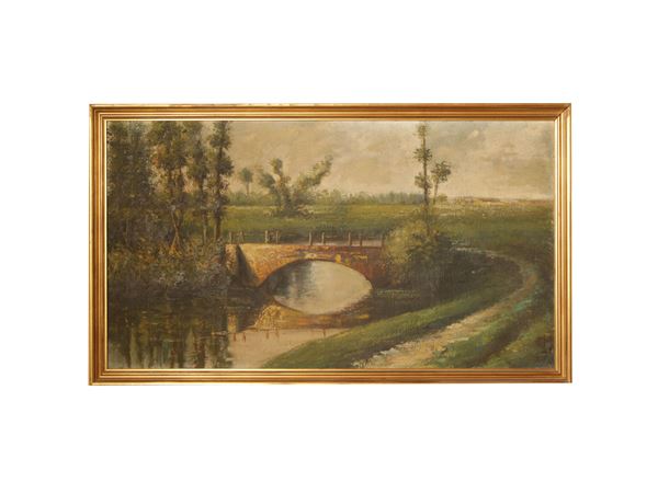 Paesaggio  (XX secolo)  - Asta Un villino a Crema: una raccolta di pittura dell'Ottocento - Maison Bibelot - Casa d'Aste Firenze - Milano