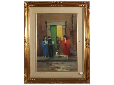 Dialogo tra populane, olio su tavola