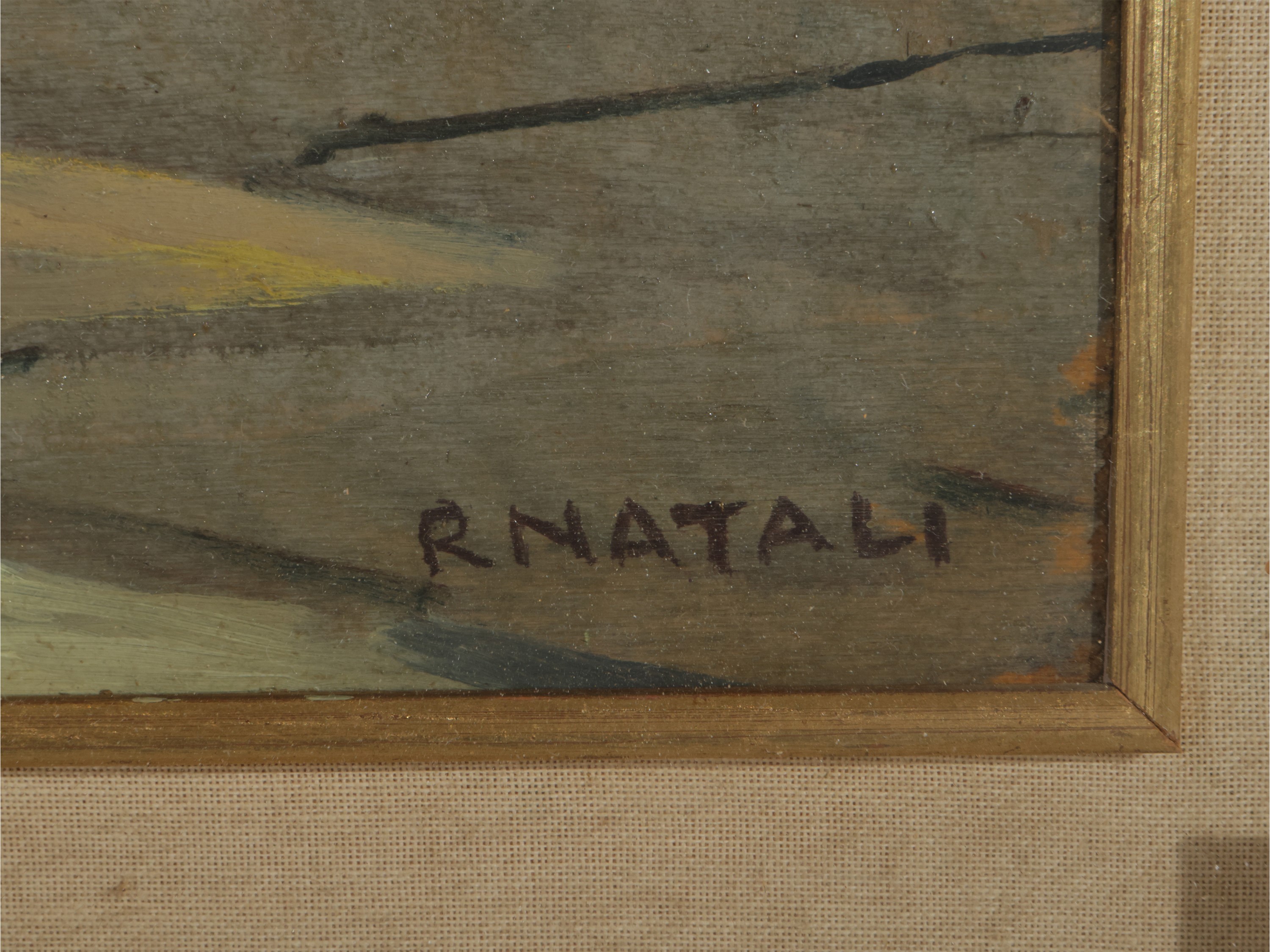 Renato Natali - Dialogo tra populane, olio su tavola