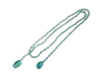 Collana aperta in vetro color acquamarina, 125 cm