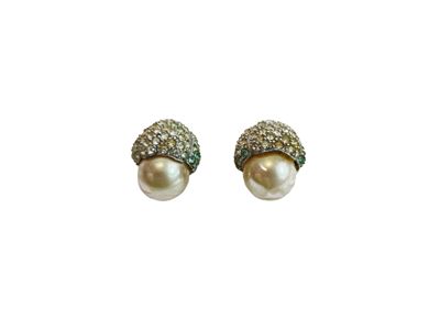 Orecchini a clip in argento con perle simulate e pavé di strass, Ultima edizione