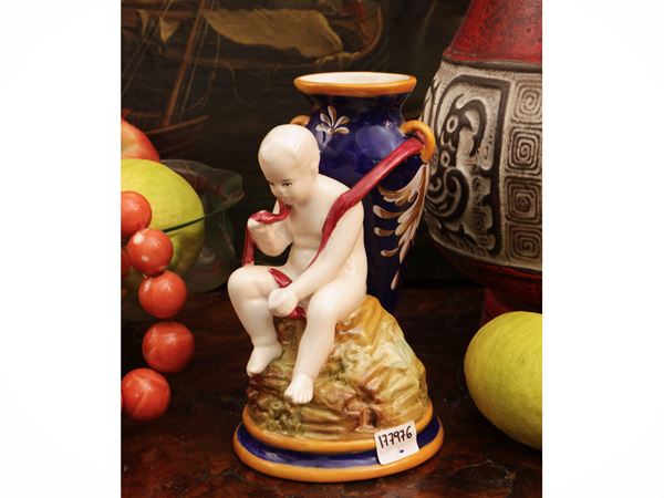 Piccolo vaso portafiori in terracotta invetriata, Ginori
