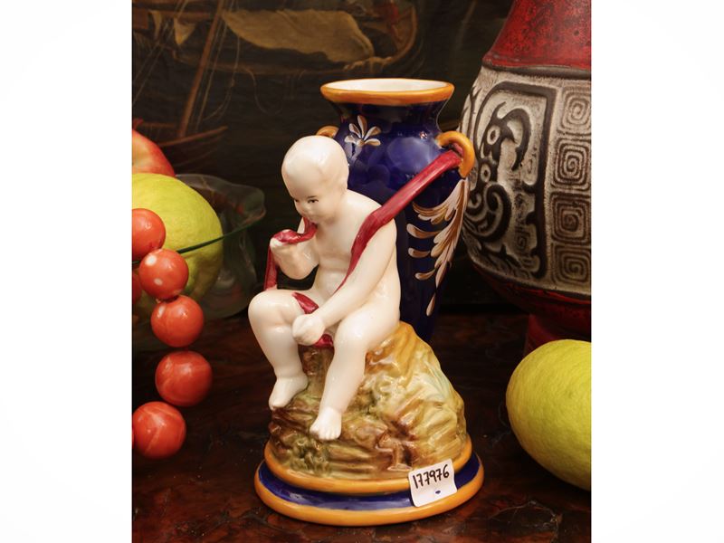 Piccolo Vaso Portafiori in Terracotta Invetriata, Ginori