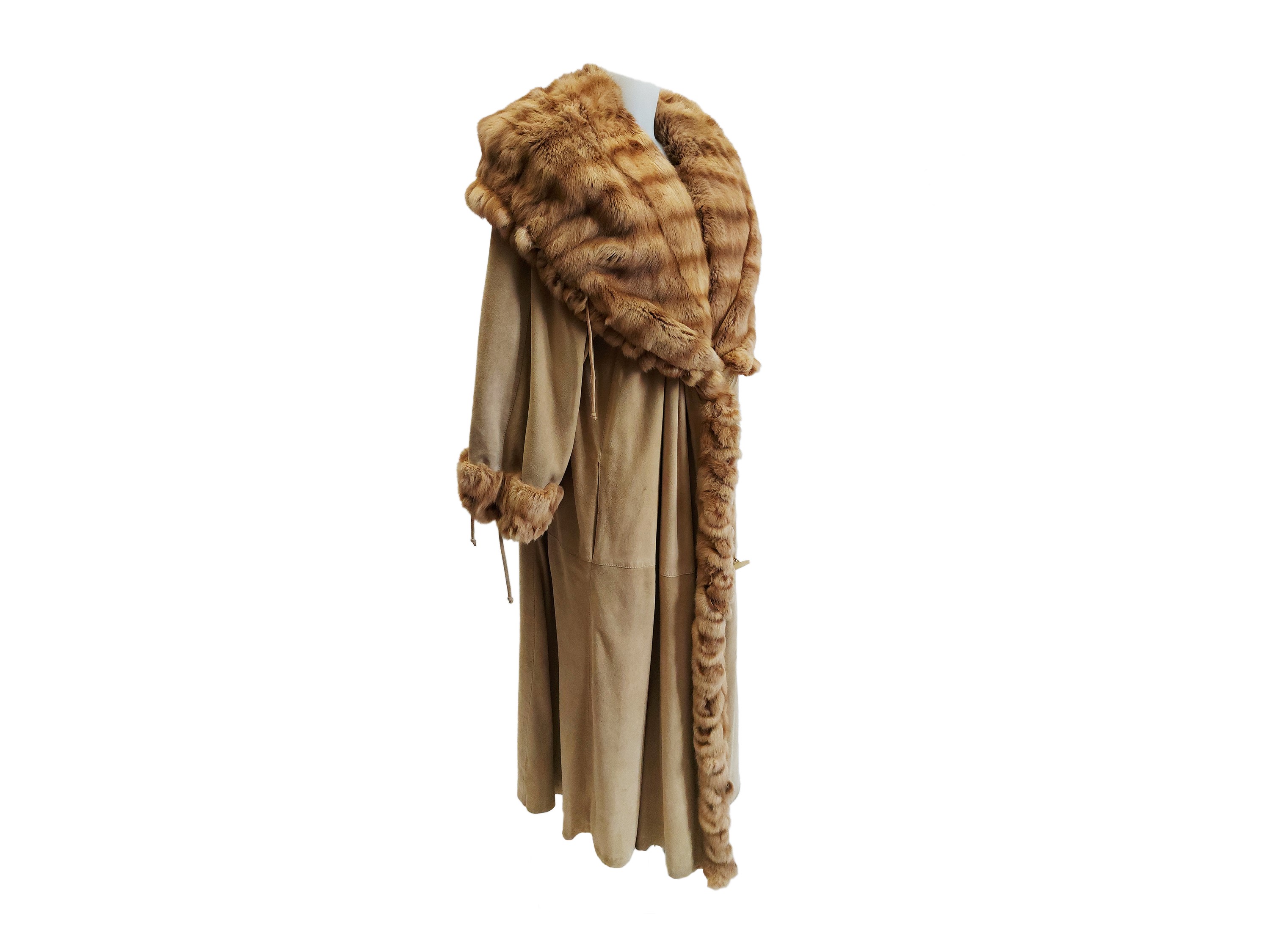 Fendi - Cappotto Scamosciato con Bordure in Pelliccia Color Miele