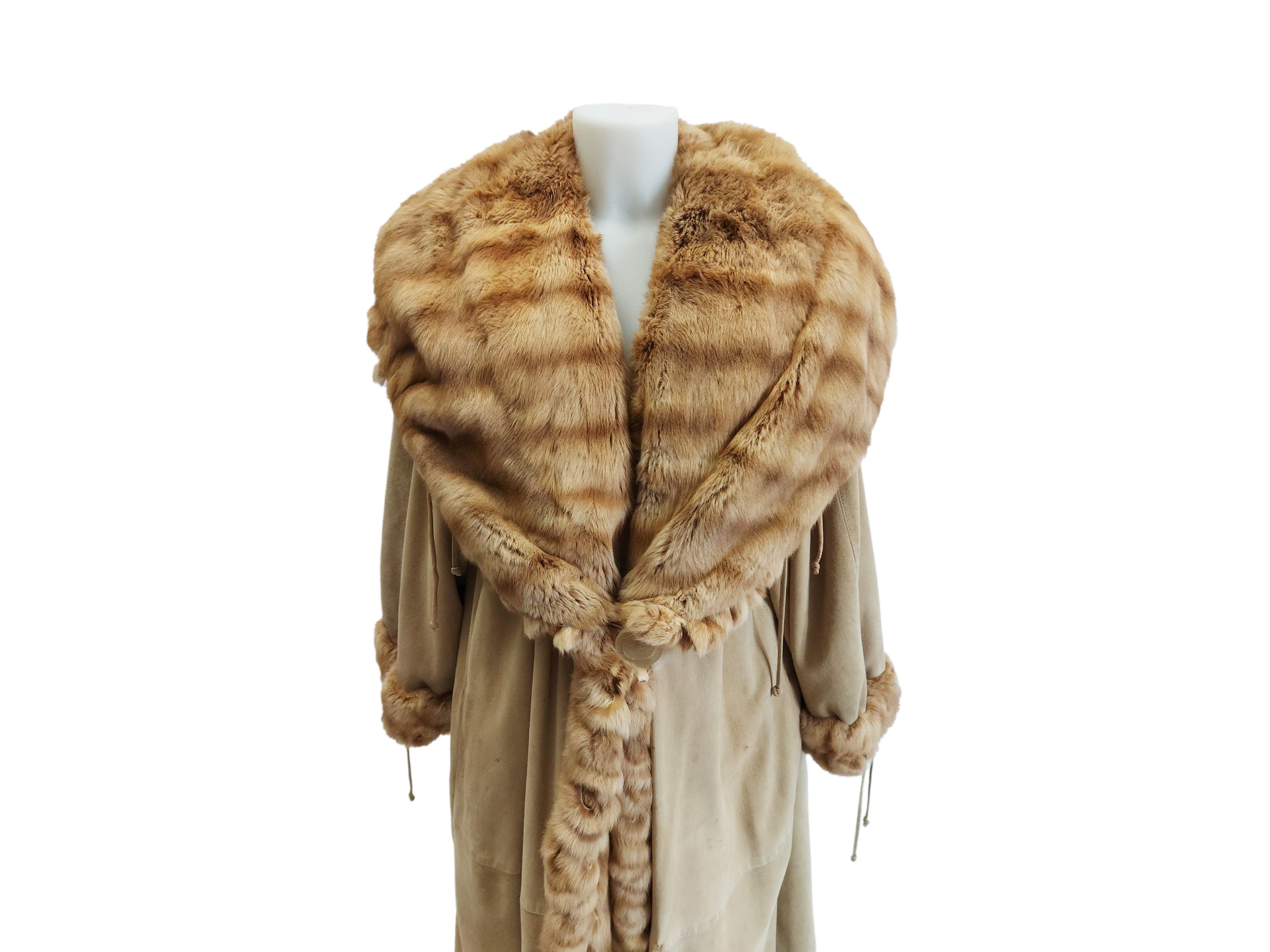 Fendi - Cappotto Scamosciato con Bordure in Pelliccia Color Miele