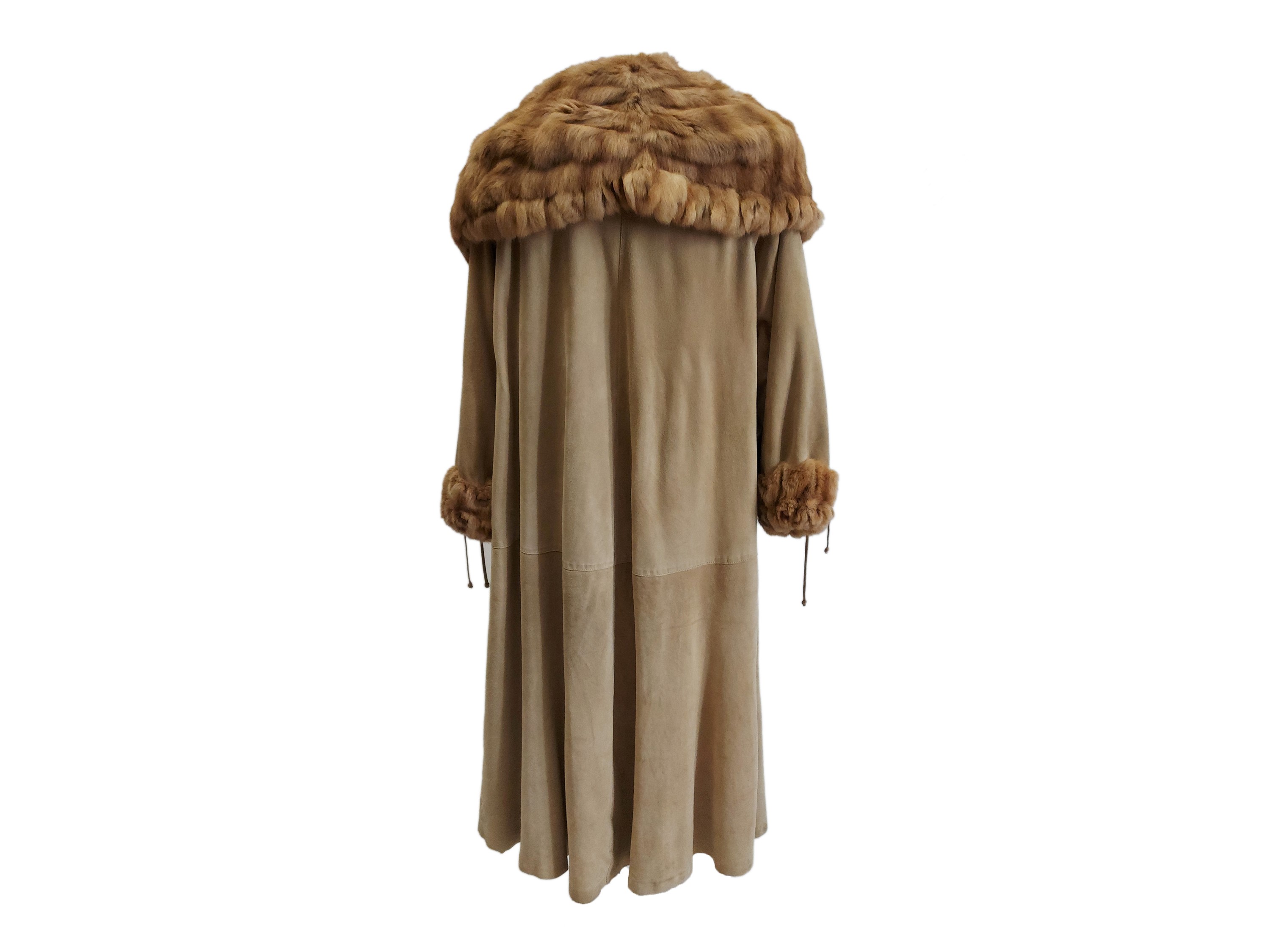 Fendi - Cappotto Scamosciato con Bordure in Pelliccia Color Miele