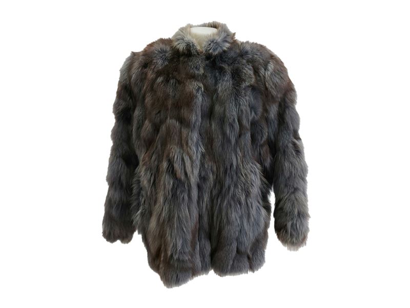 Giacca corta in pelliccia di volpe azzurra