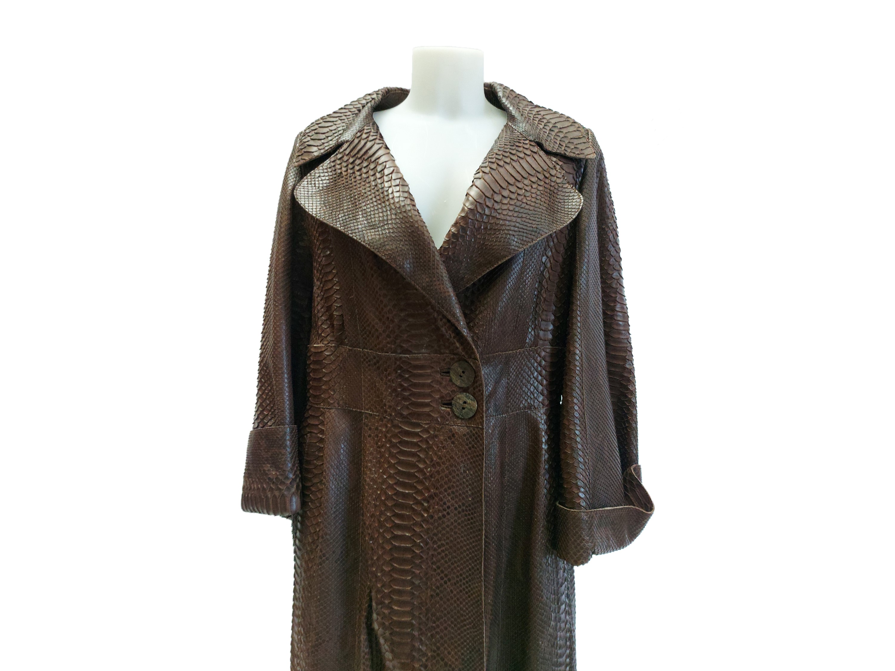 Cappotto Lungo in Pitone Marrone, Jitrois