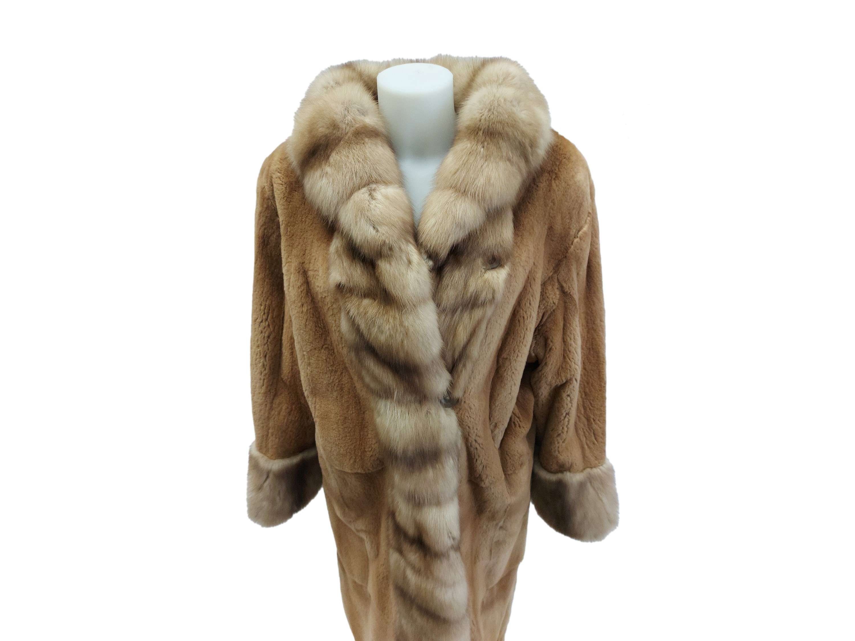 Cappotto Lungo in Pelliccia di Castoro Color Miele