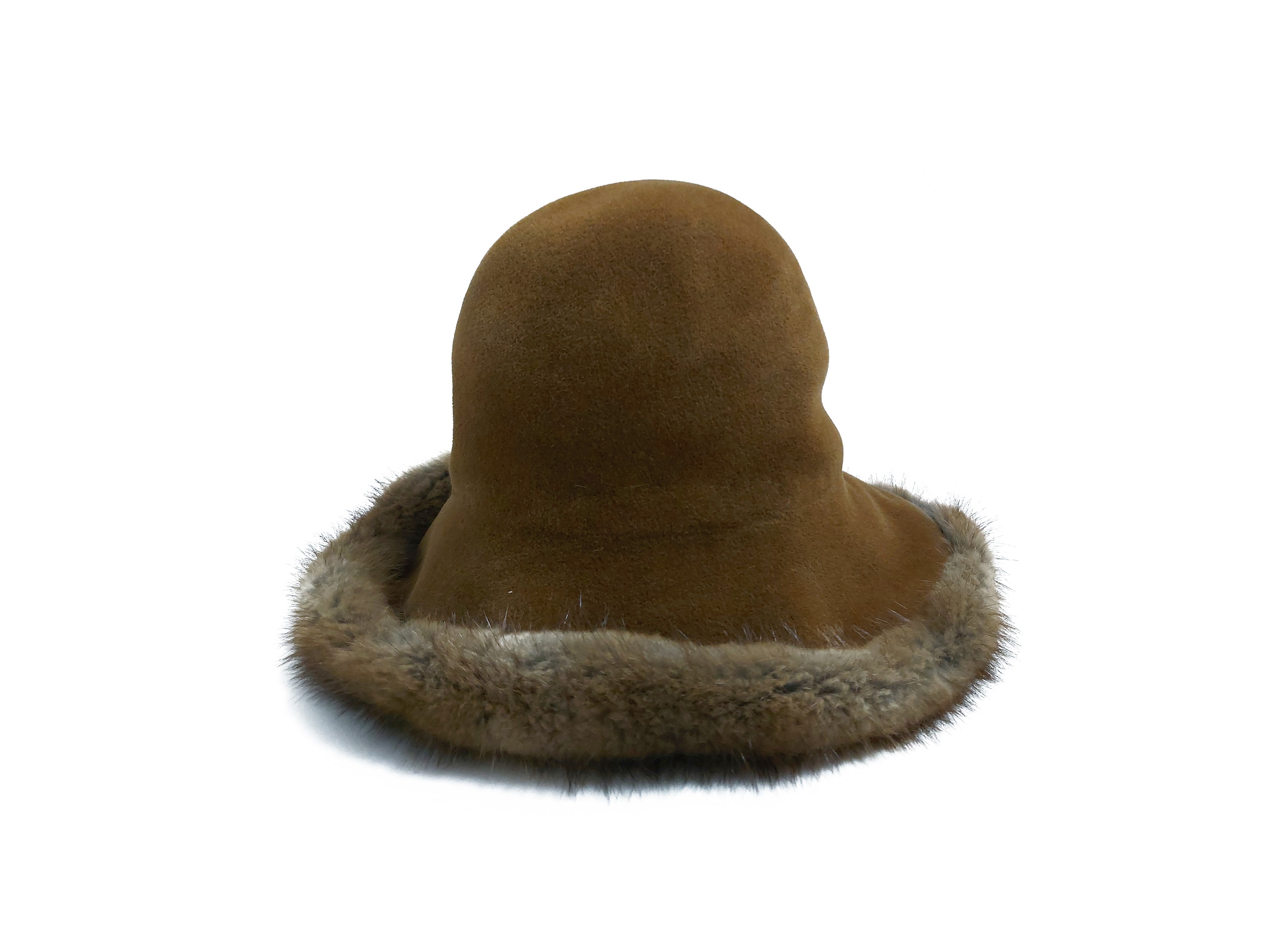 Cappello a Cloche in Panno con Bordura in Visone