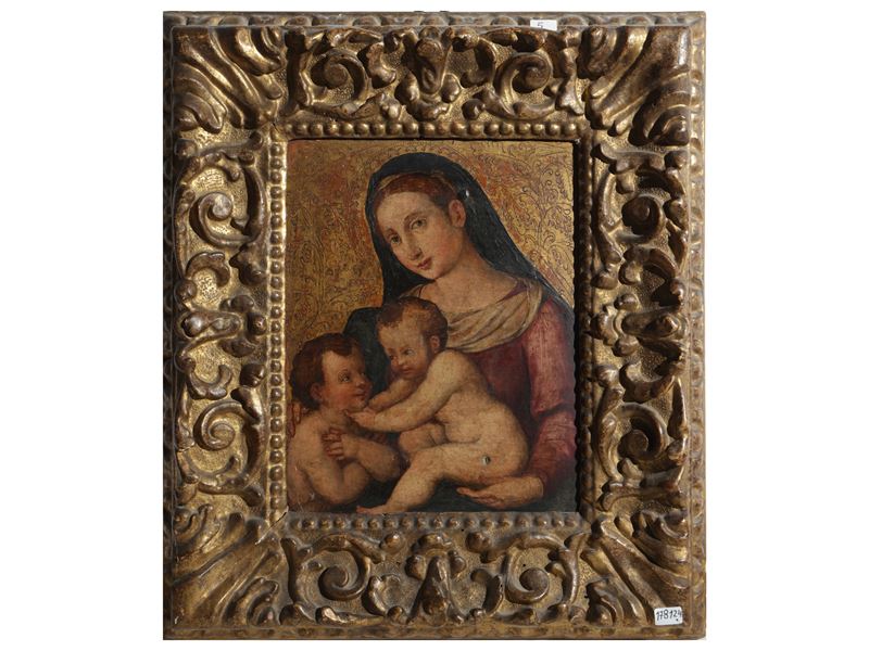 Scuola Bolognese della Fine del XVI Secolo - Madonna con Bambino e San Giovannino