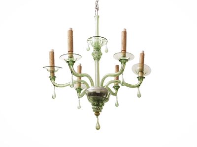 Lampadario in Vetro Soffiato Verde