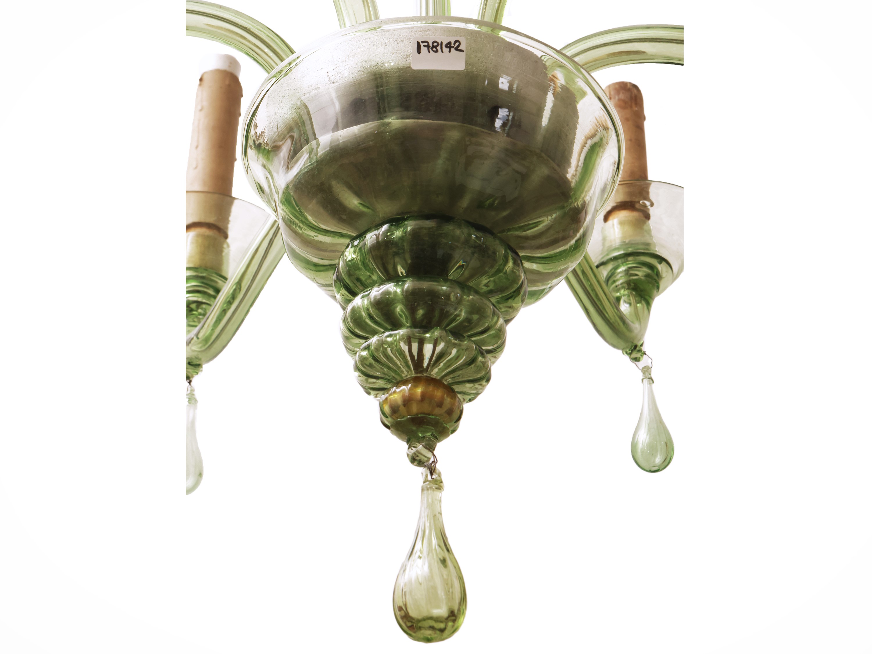 Lampadario in Vetro Soffiato Verde