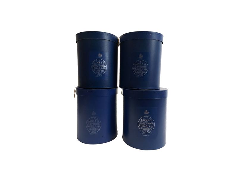 Quattro cappelliere d'epoca Lock & Co. Hatters, St. James's Street, London, altezza cm 36
