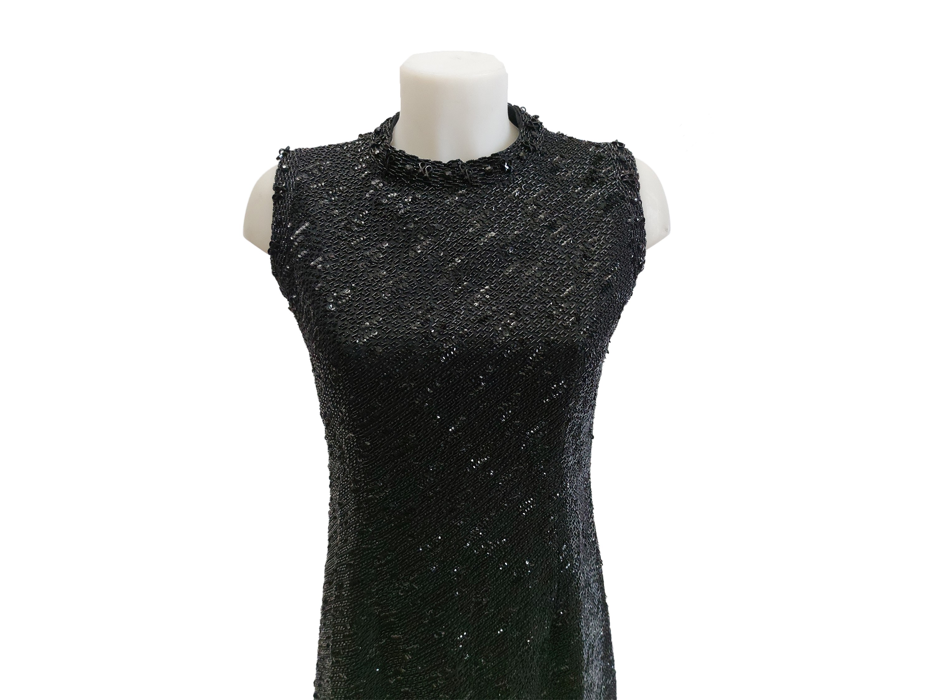 Abito sartoriale da cocktail in perline nere